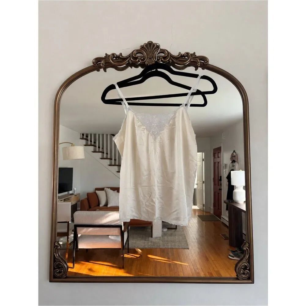 🎀Vintage🎀 Ivory Satin Lace Trim Cami Chemise Top Size 32
